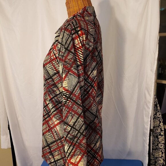 Ladies Vintage JORDAN Blouse in Cream w/Black & Red Abstract Graphic - S - Picture 2 of 4